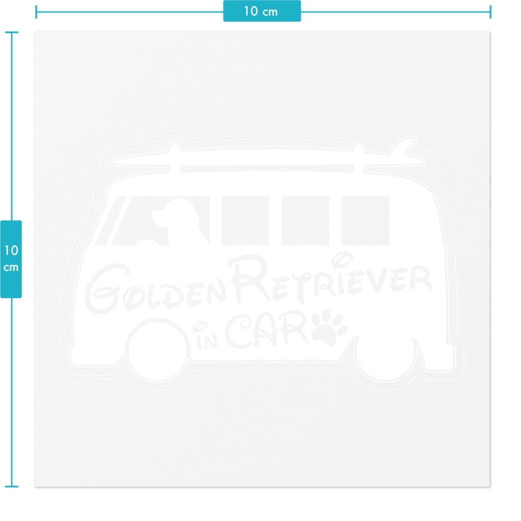 【プリントステッカー】GOLDEN RETRIEVER IN CAR スノーホワイト