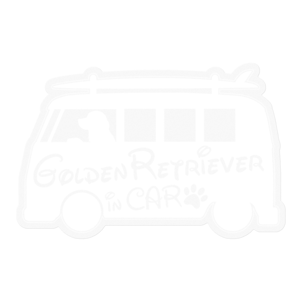 【プリントステッカー】GOLDEN RETRIEVER IN CAR スノーホワイト