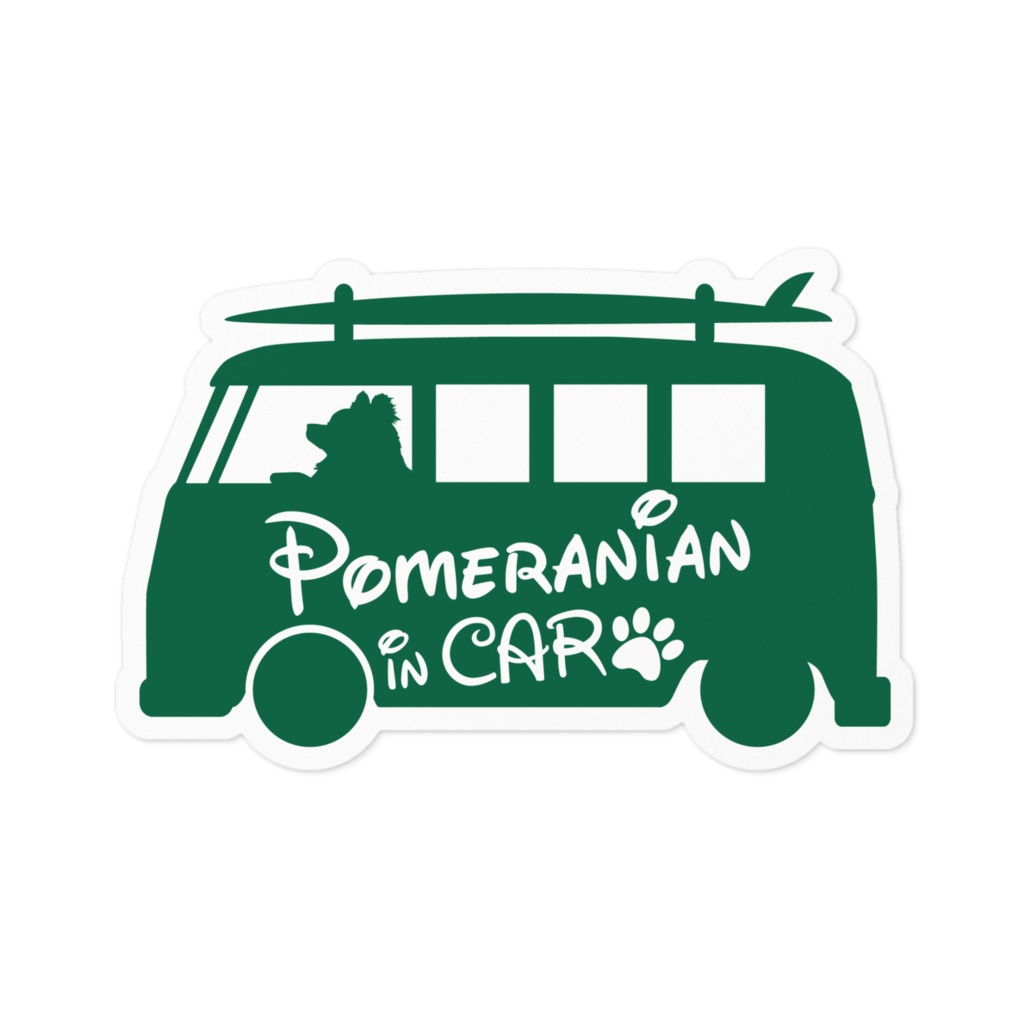  【プリントステッカー】Pomeraniam IN CAR　ホーリーグリーン