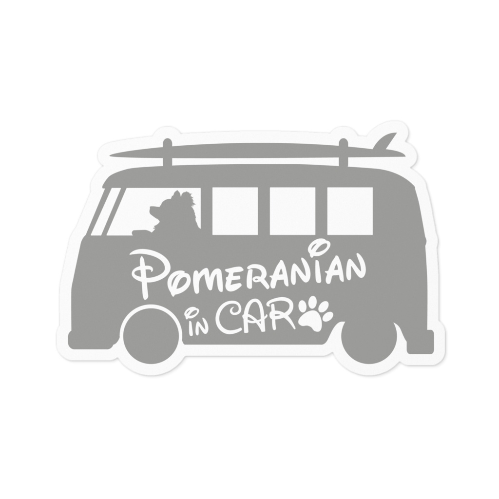 【プリントステッカー】Pomeraniam IN CAR　アッシュグレー