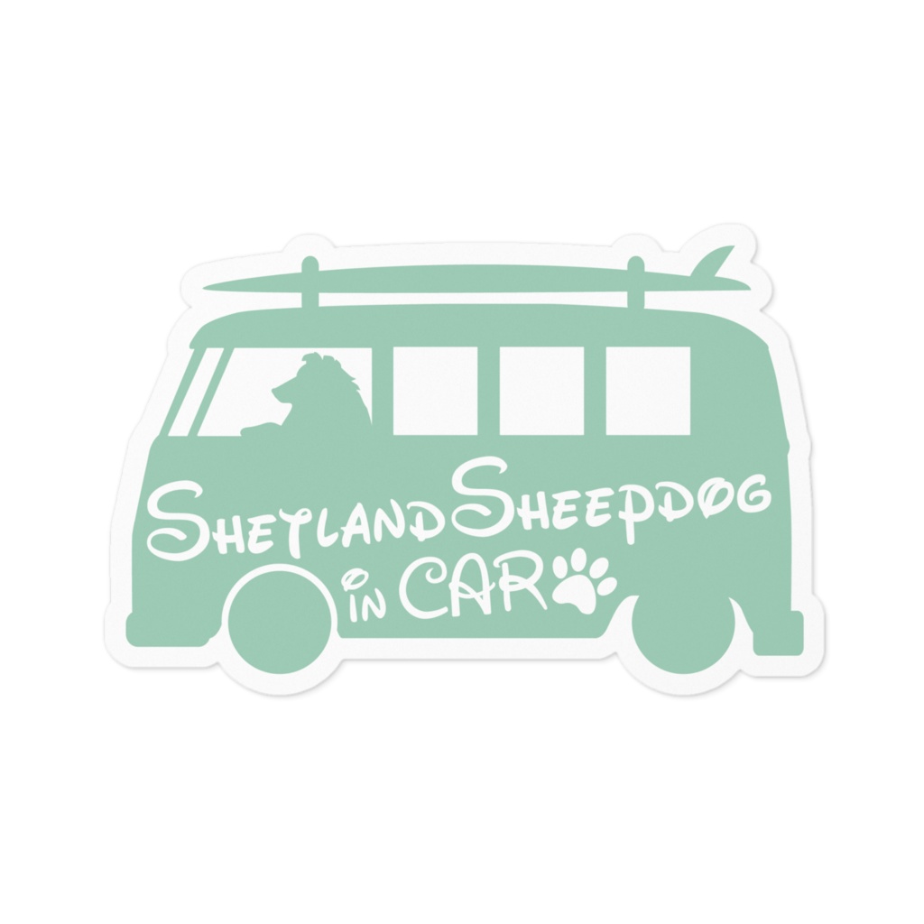 【プリントステッカー】Shetland Sheepdog in CAR スプレーグリーン