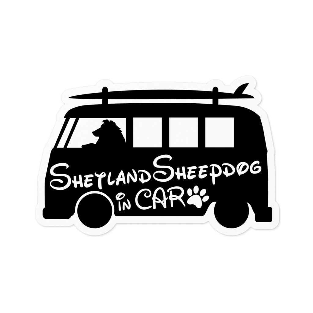 【プリントステッカー】Shetland Sheepdog in CAR ウィッチブラック
