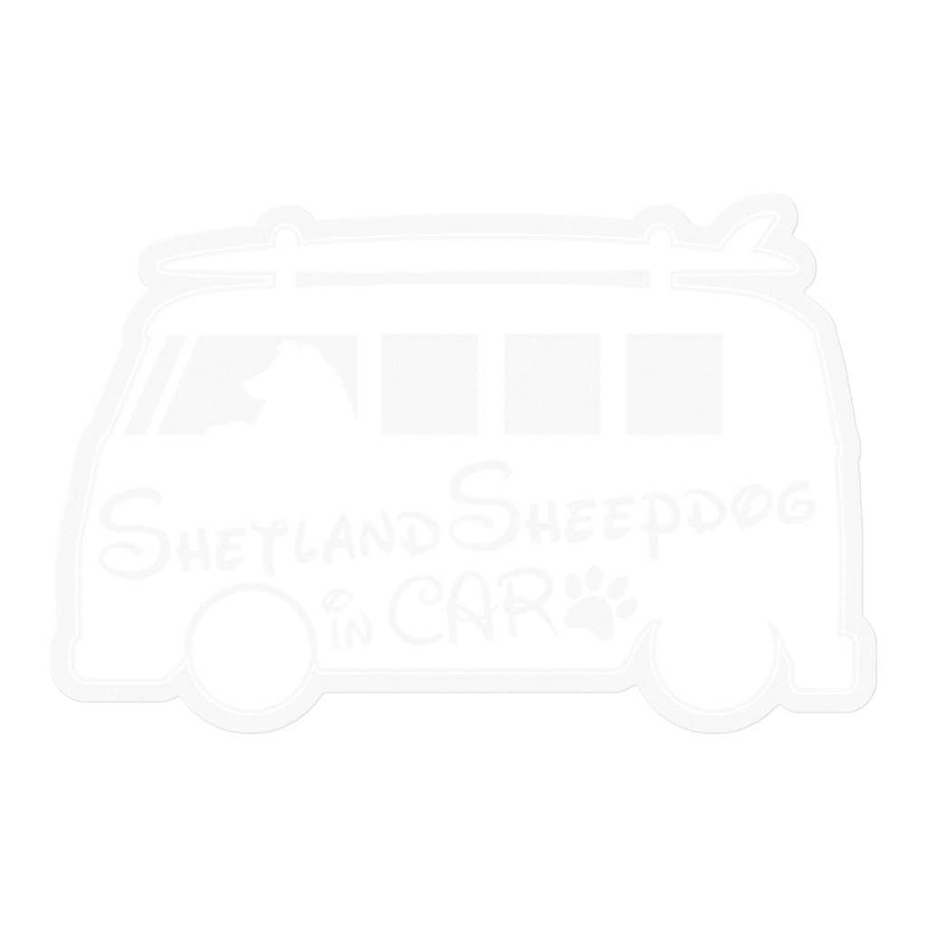 【プリントステッカー】Shetland Sheepdog in CAR　スノーホワイト