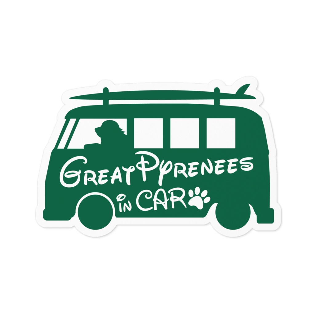 【プリントステッカー】GreatPyrenees in CAR ホーリーグリーン