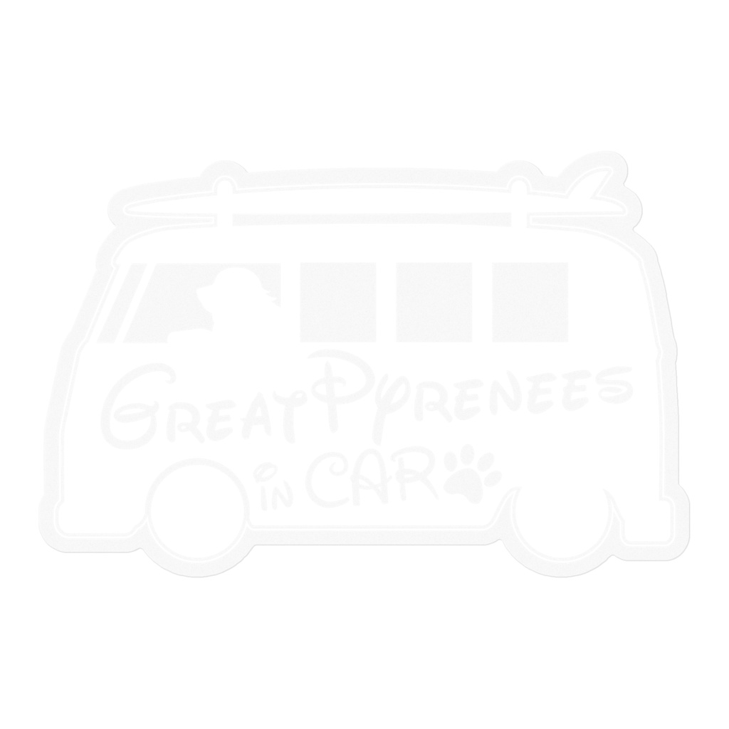 【プリントステッカー】GreatPyrenees in CAR スノーホワイト