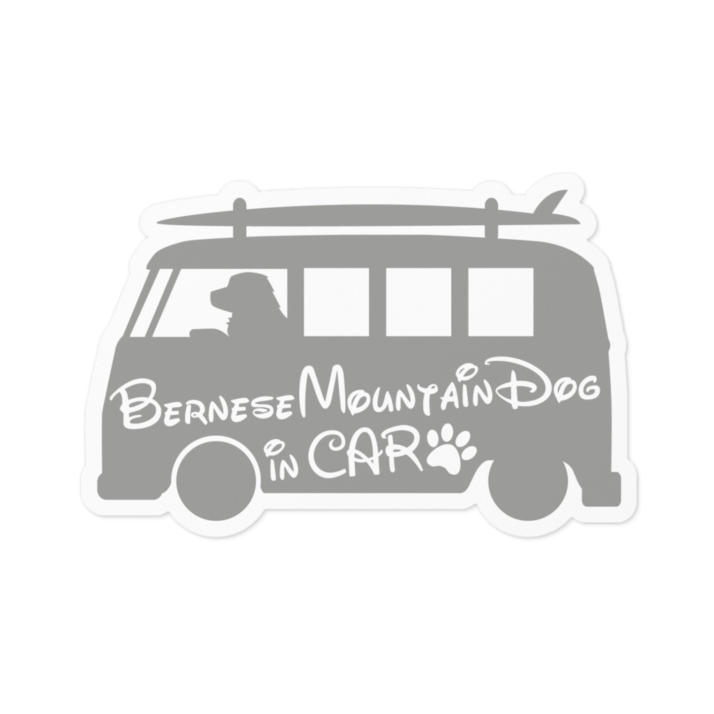 【プリントステッカー】Bernese Mountain Dog in CAR アッシュグレー