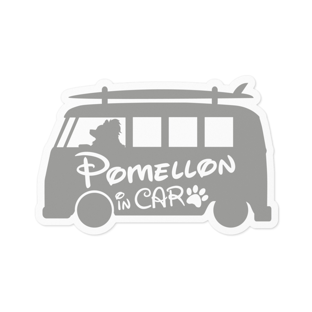 【プリントステッカー】Pomellon IN CAR　アッシュグレー