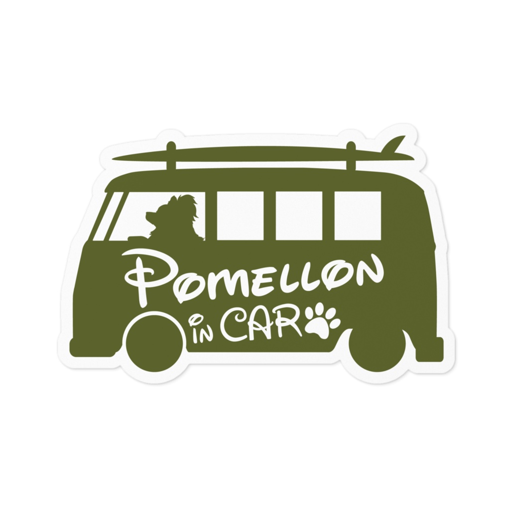 【プリントステッカー】Pomellon IN CAR　オリーブグリーン