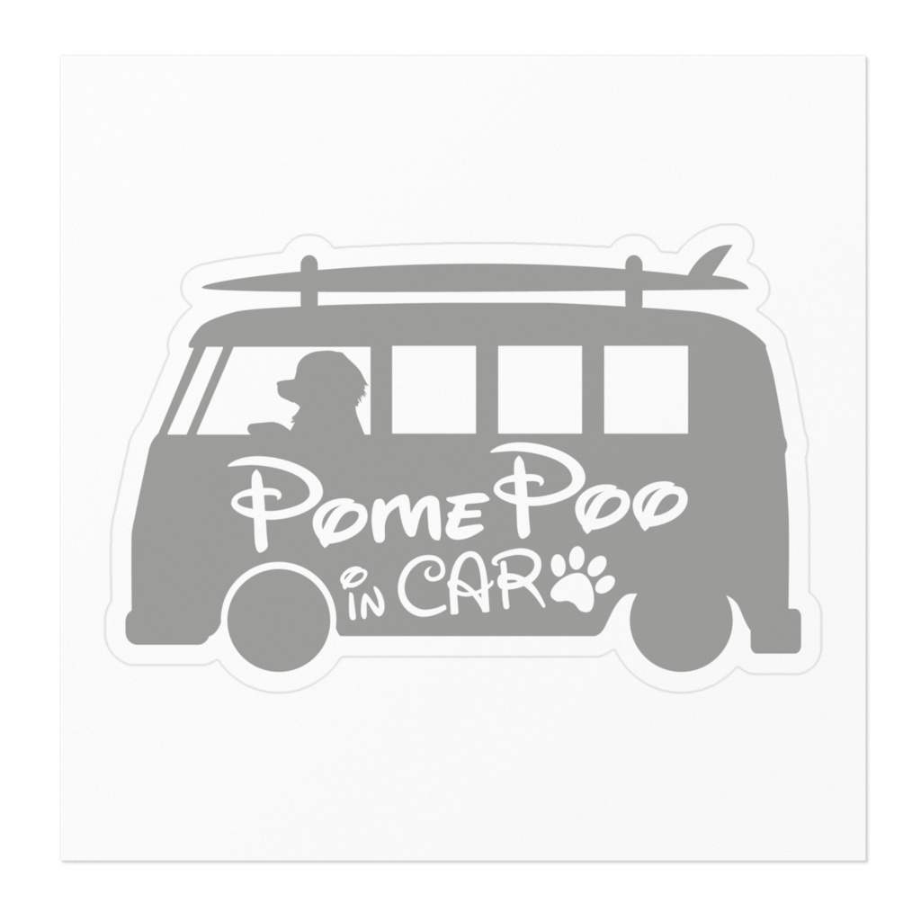 【プリントステッカー】PomePoo IN CAR アッシュグレー