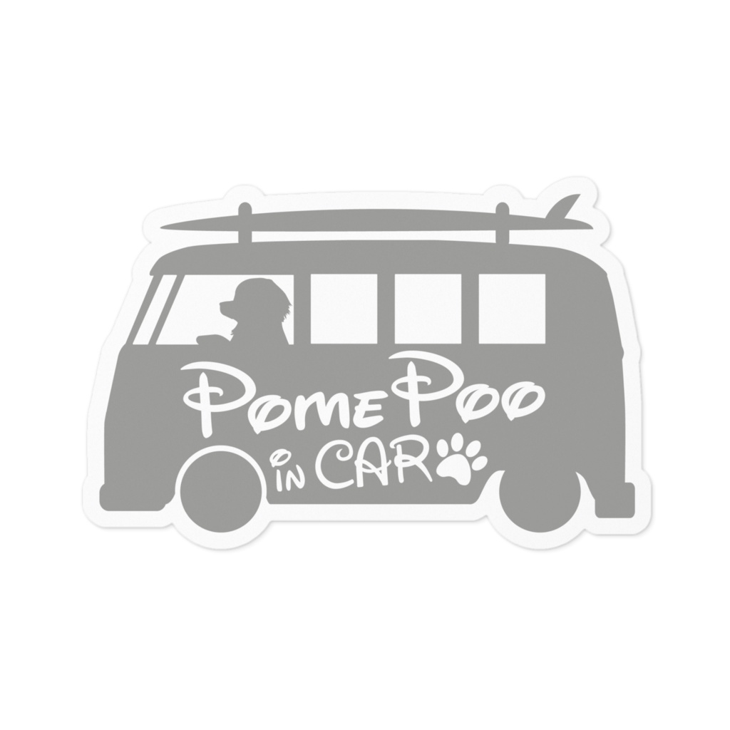 【プリントステッカー】PomePoo IN CAR　アッシュグレー