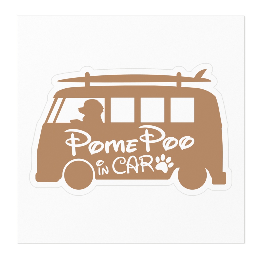 【プリントステッカー】PomePoo IN CAR シナモンブラウン