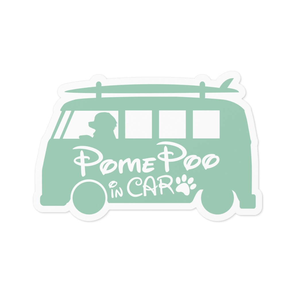 【プリントステッカー】PomePoo IN CAR　スプレーグリーン