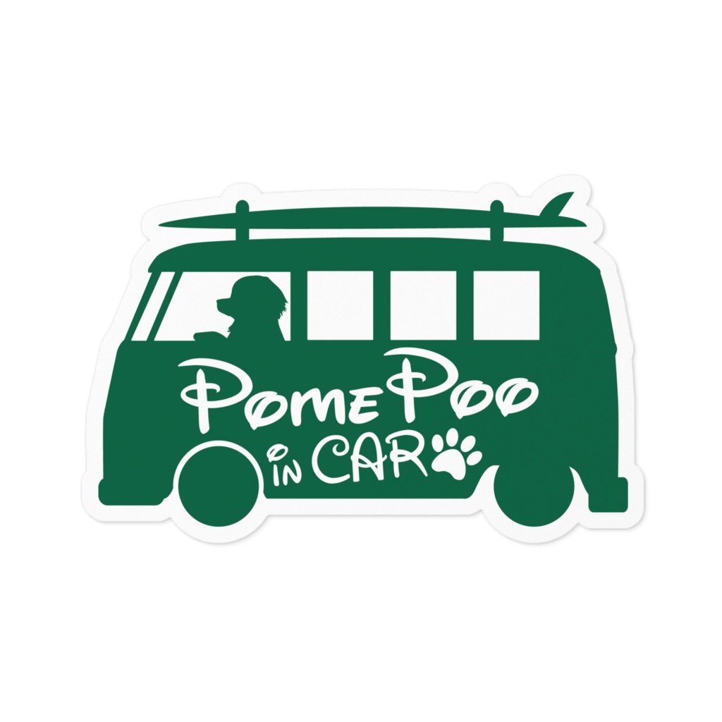 【プリントステッカー】PomePoo IN CAR　ホーリーグリーン