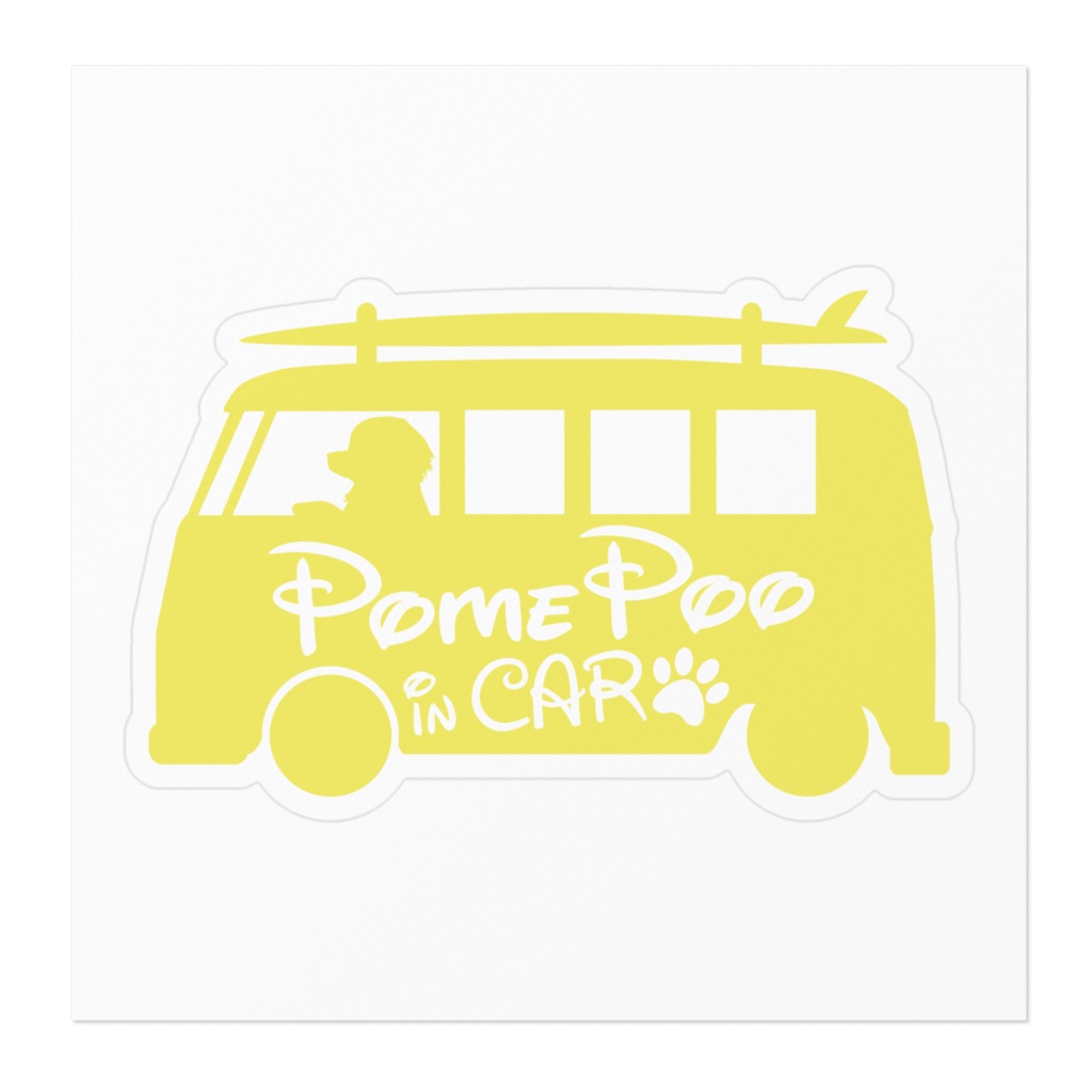 【プリントステッカー】PomePoo IN CAR ミモザイエロー