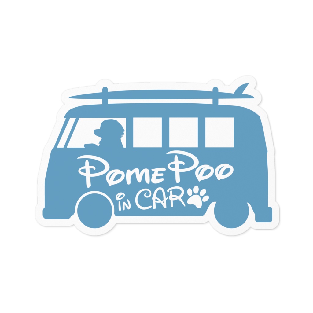 【プリントステッカー】PomePoo IN CAR　チョークブルー