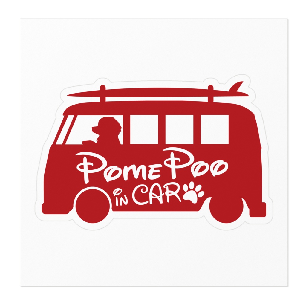 【プリントステッカー】PomePoo IN CAR クイーンレッド