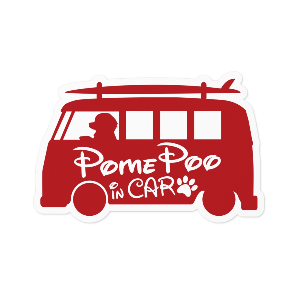【プリントステッカー】PomePoo IN CAR　クイーンレッド