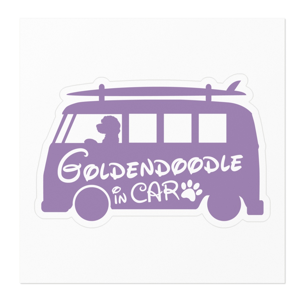 【プリントステッカー】Goldendoodle IN CAR ラベンダーモーブ