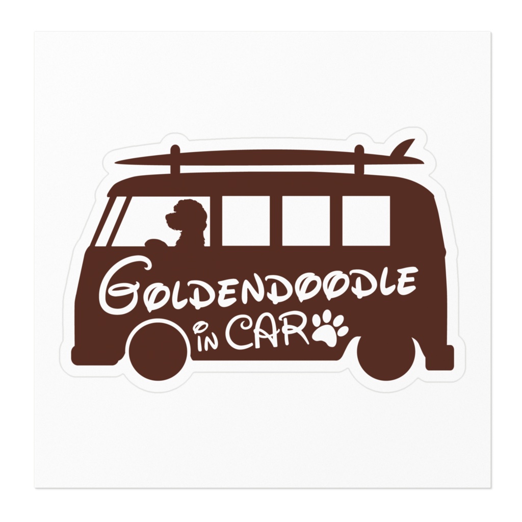 【プリントステッカー】Goldendoodle IN CAR ショコラブラウン