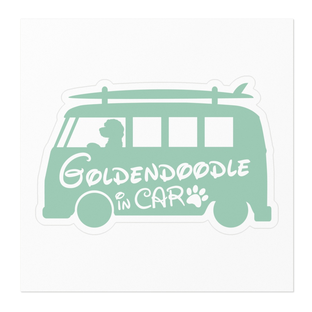 【プリントステッカー】Goldendoodle IN CAR スプレーグリーン