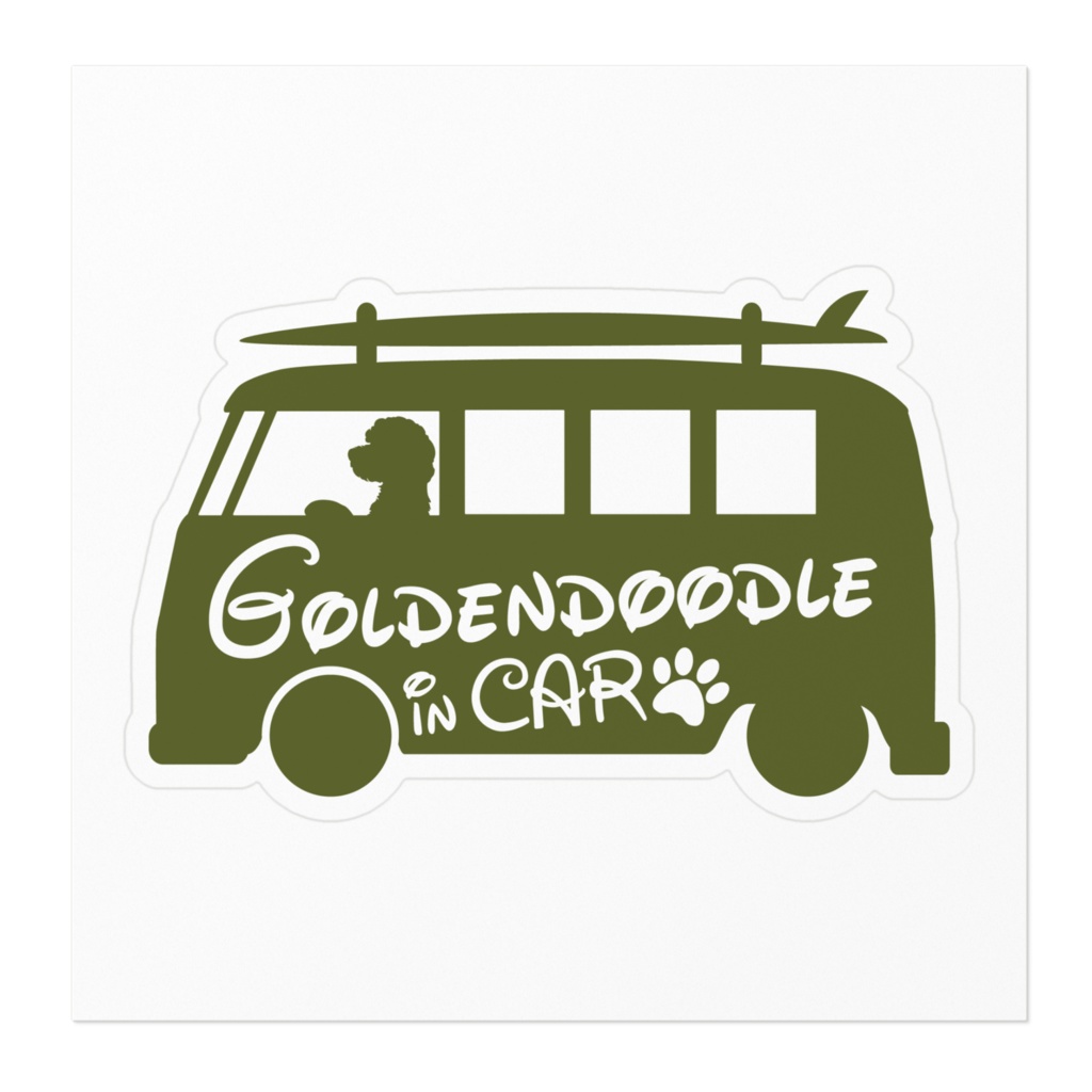 【プリントステッカー】Goldendoodle IN CAR オリーブグリーン