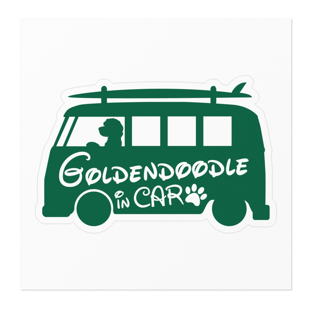 【プリントステッカー】Goldendoodle IN CAR ホーリーグリーン