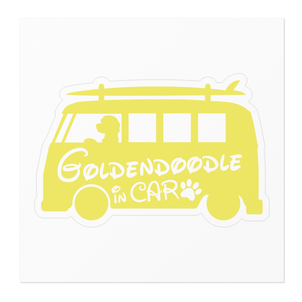 【プリントステッカー】Goldendoodle IN CAR ミモザイエロー