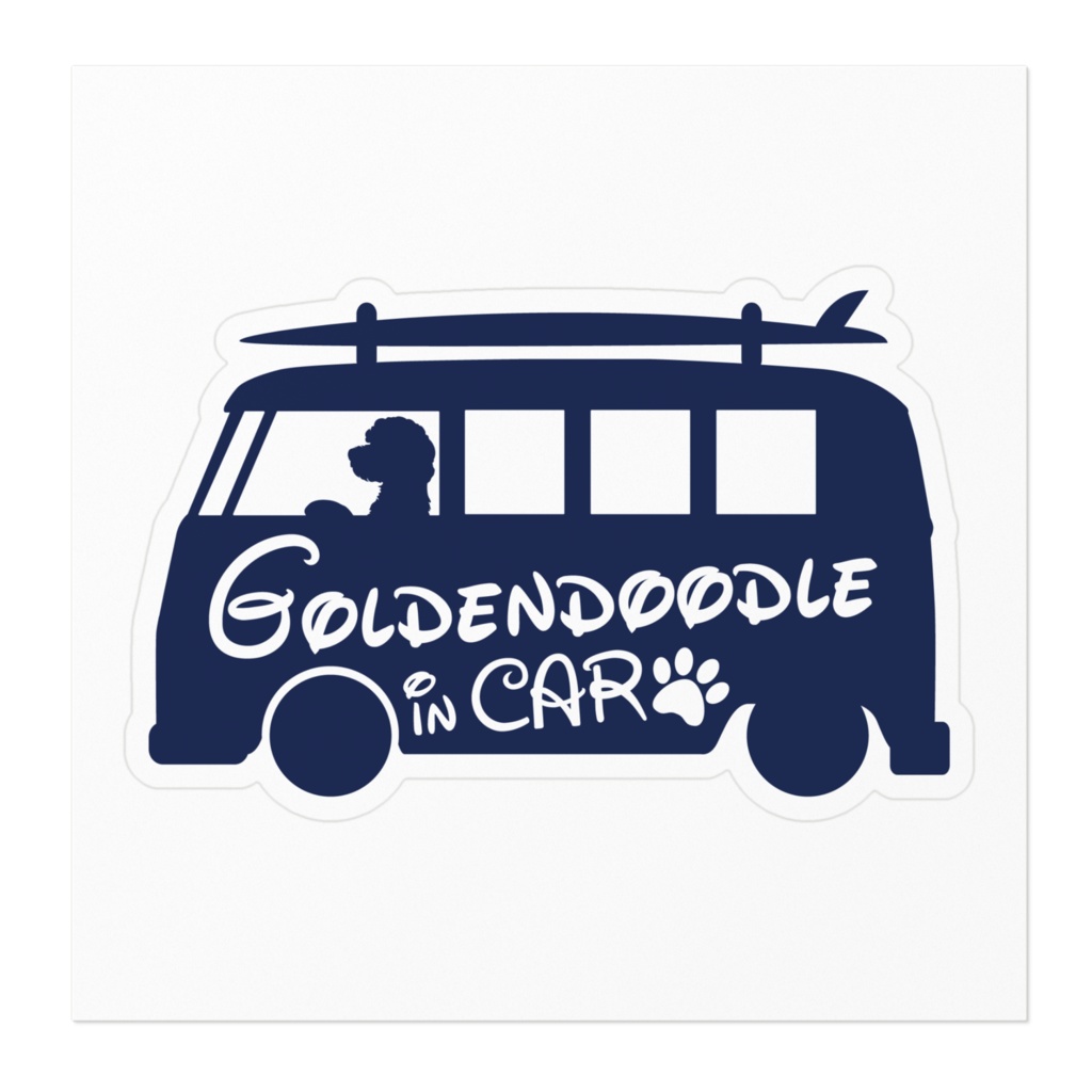 【プリントステッカー】Goldendoodle IN CAR ミッドナイトブルー