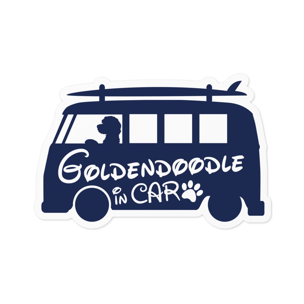 【プリントステッカー】Goldendoodle IN CAR　ミッドナイトブルー