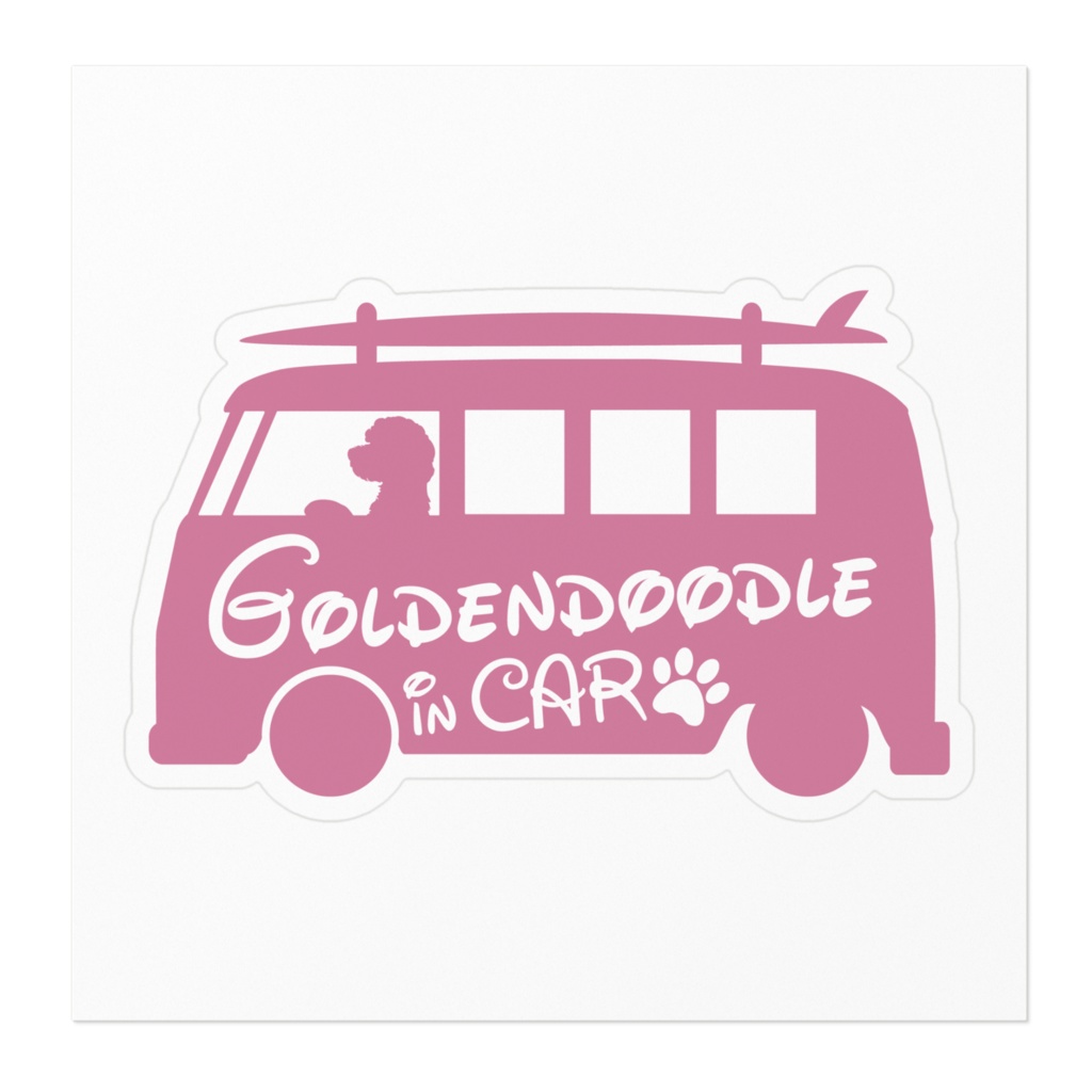 【プリントステッカー】Goldendoodle IN CAR ロータスピンク