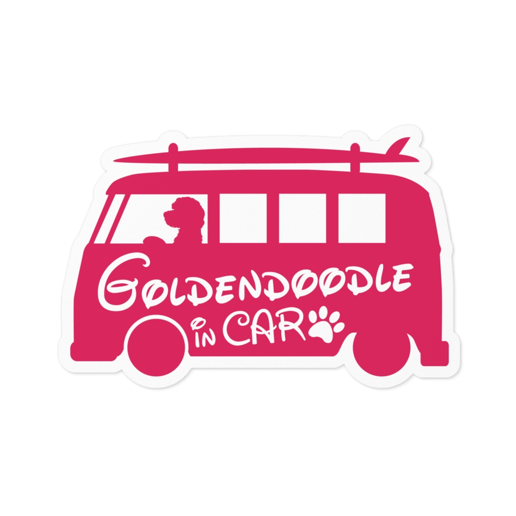 【プリントステッカー】Goldendoodle IN CAR　ストロベリー