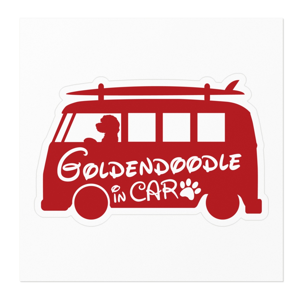 【プリントステッカー】Goldendoodle IN CAR クイーンレッド