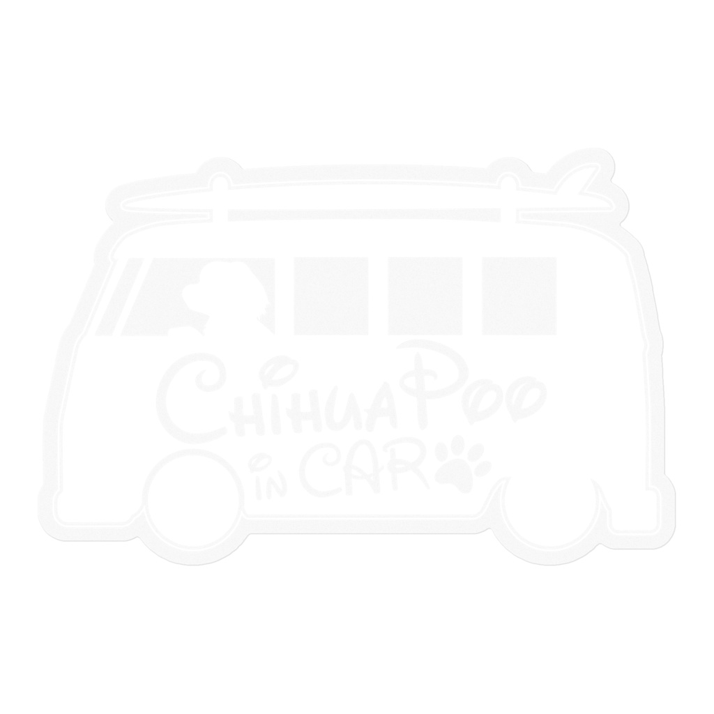 【プリントステッカー】ChihuaPoo IN CAR　スノーホワイト