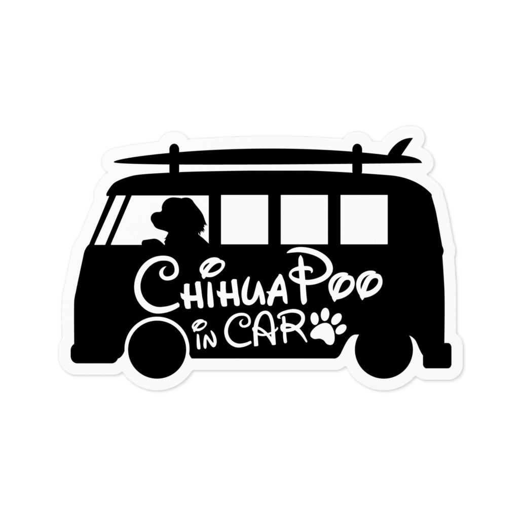 【プリントステッカー】ChihuaPoo IN CAR　ウィッチブラック