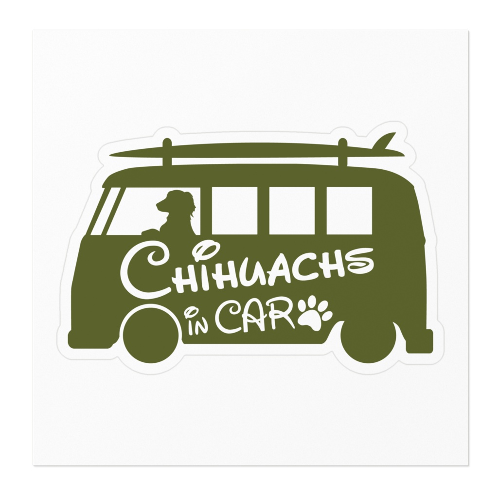 【プリントステッカー】Chihuachs IN CAR オリーブグリーン