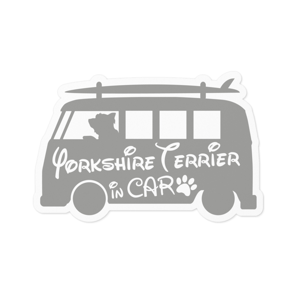【プリントステッカー】Yorkshire Terrier IN CAR　アッシュグレー