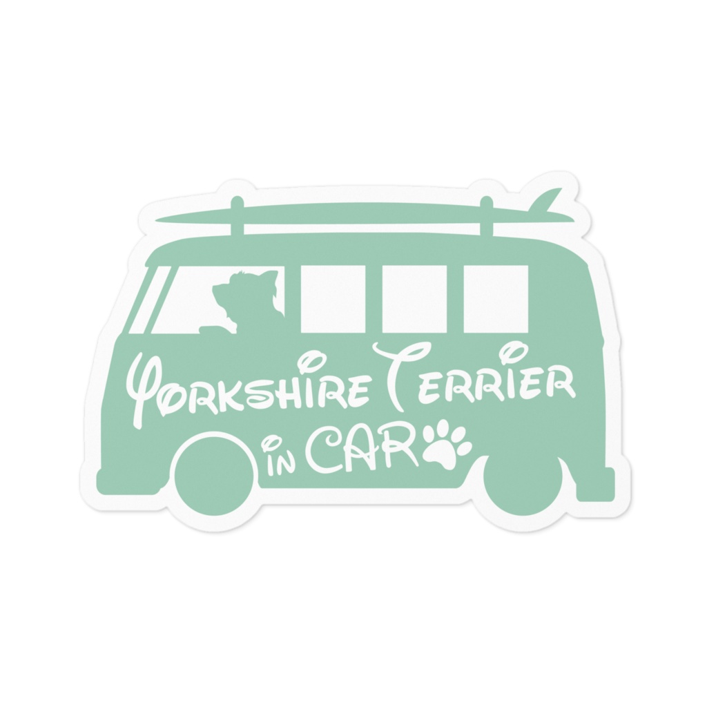 【プリントステッカー】Yorkshire Terrier IN CAR　スプレーグリーン