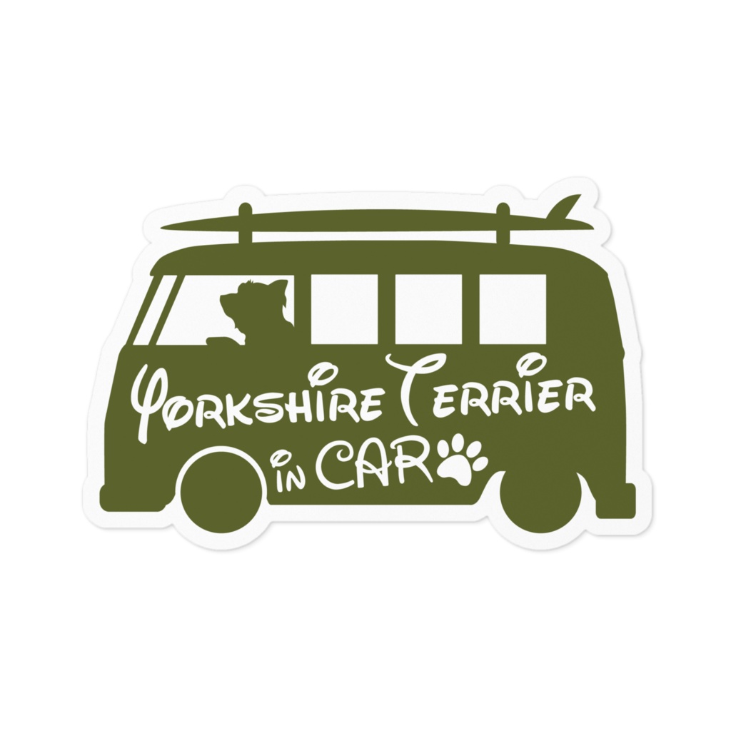 【プリントステッカー】Yorkshire Terrier IN CAR　オリーブグリーン