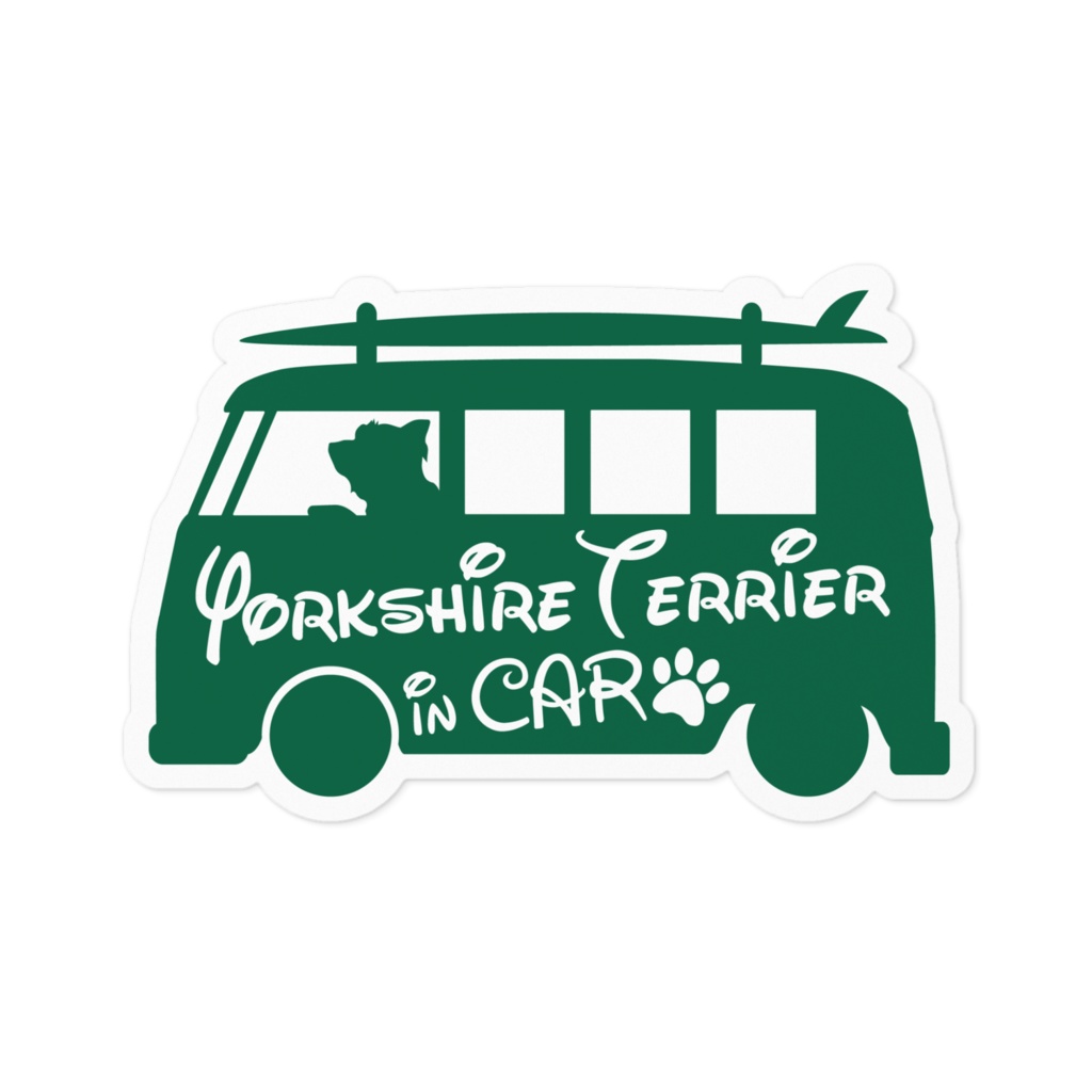 【プリントステッカー】Yorkshire Terrier IN CAR　ホーリーグリーン