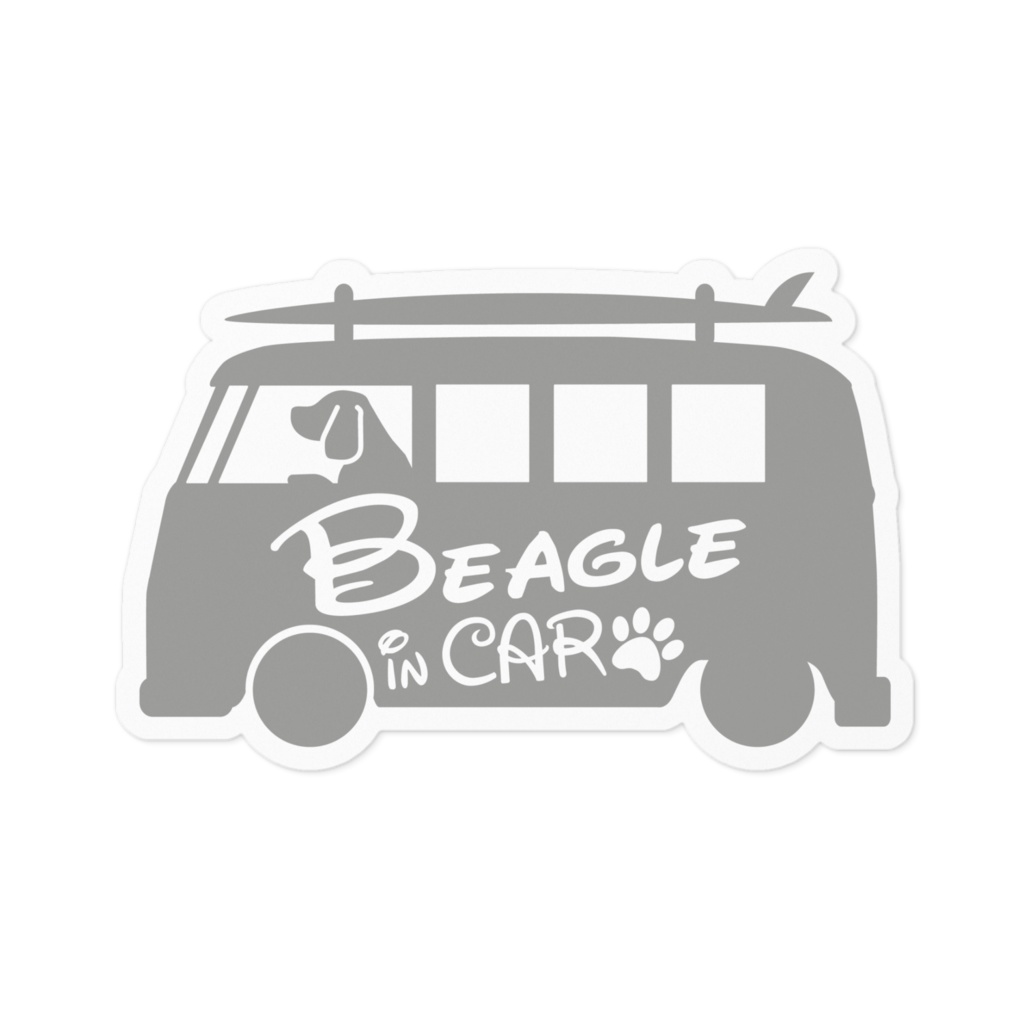 【プリントステッカー】Beagle IN CAR　アッシュグレー