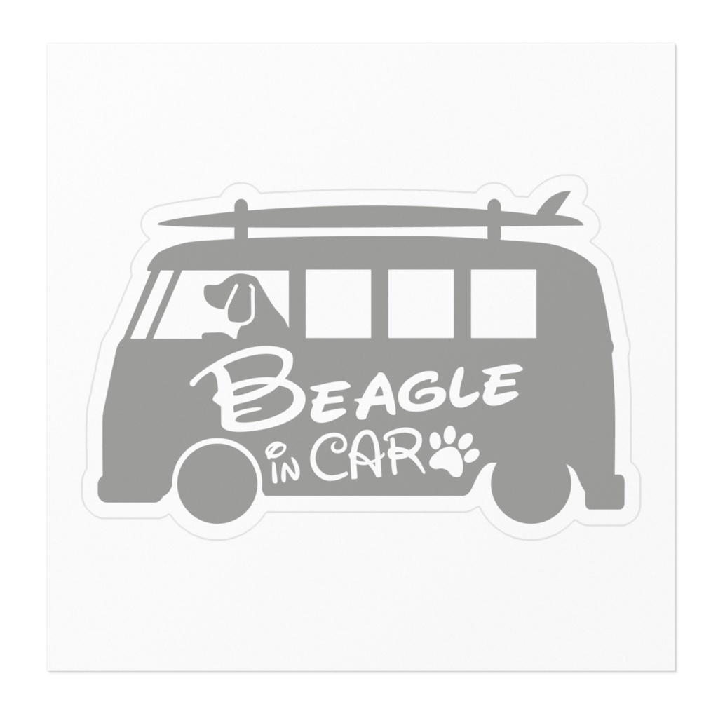 【プリントステッカー】Beagle IN CAR アッシュグレー