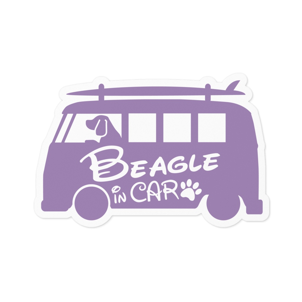 【プリントステッカー】Beagle IN CAR　ラベンダーモーブ