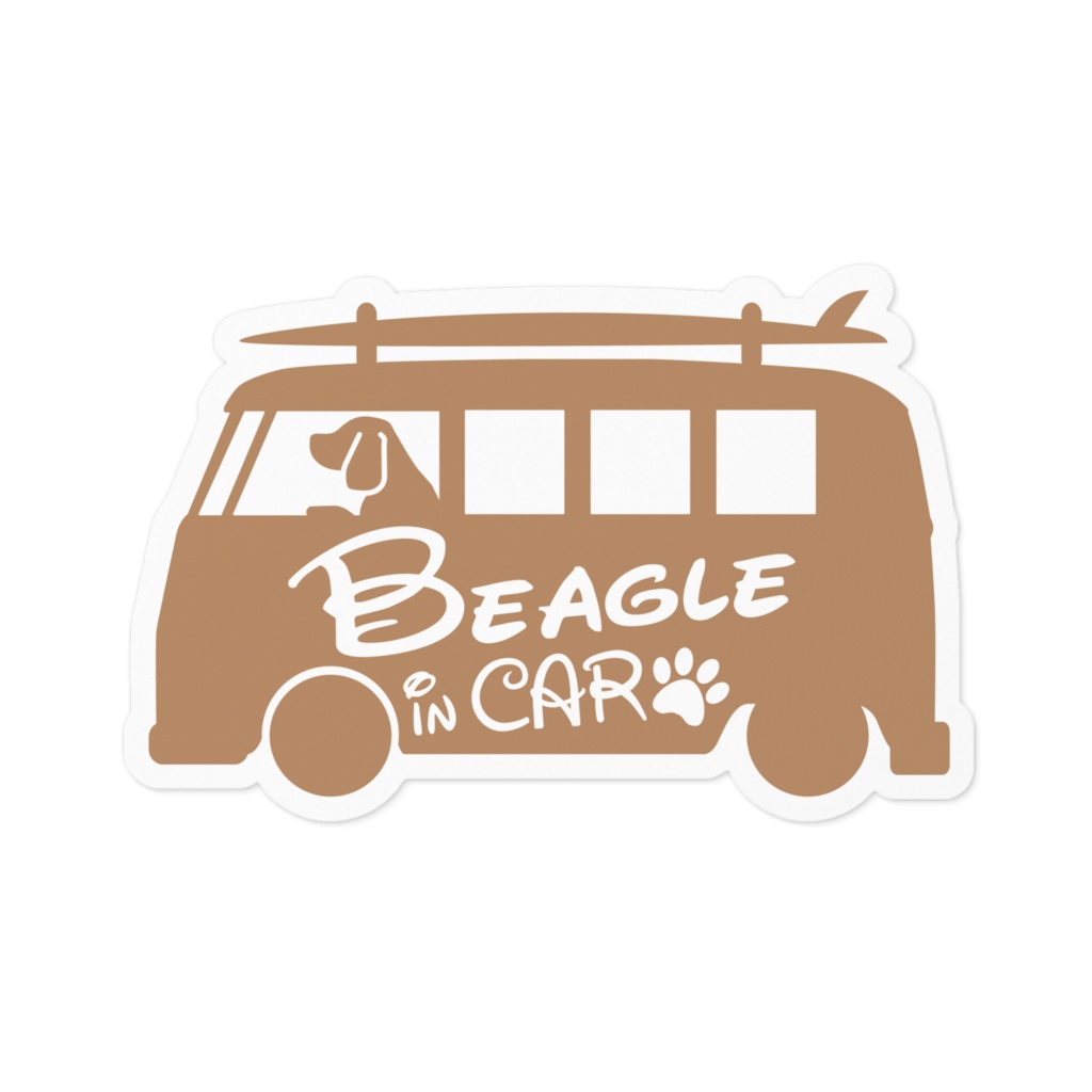 【プリントステッカー】Beagle IN CAR　シナモンブラウン