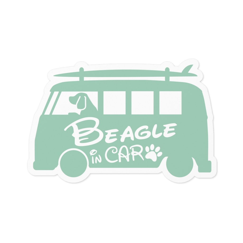 【プリントステッカー】Beagle IN CAR　スプレーグリーン