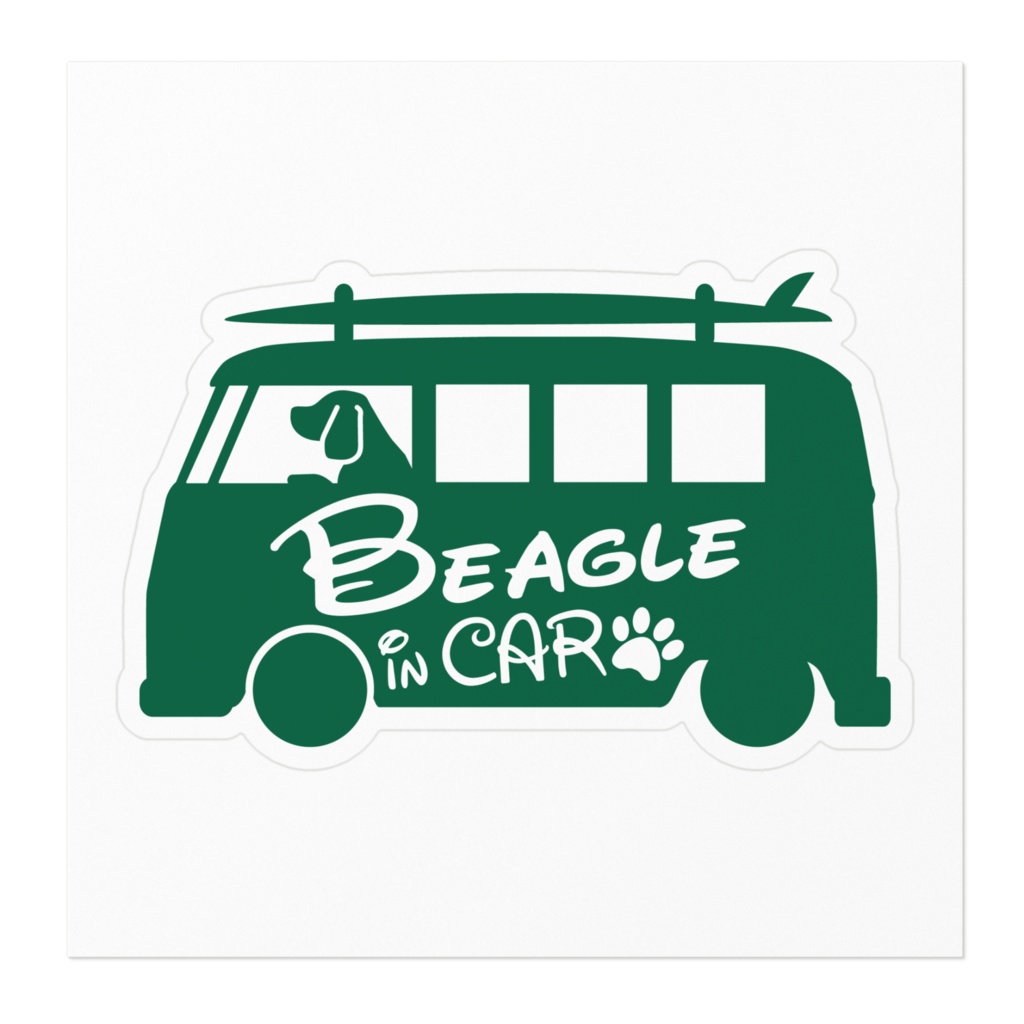 【プリントステッカー】Beagle IN CAR ホーリーグリーン