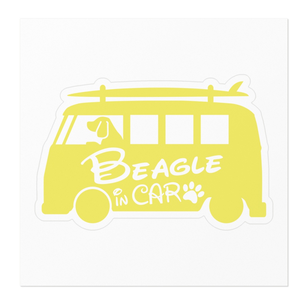 【プリントステッカー】Beagle IN CAR ミモザイエロー