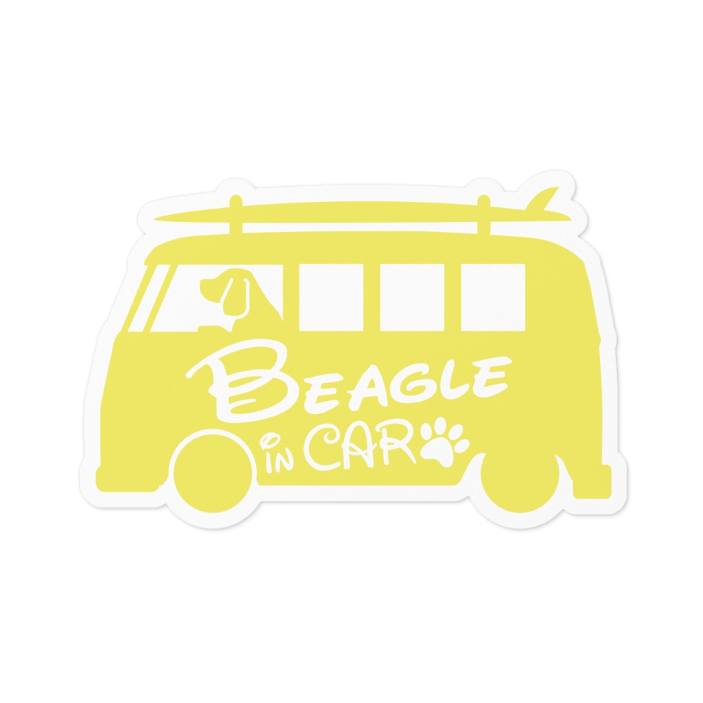 【プリントステッカー】Beagle IN CAR　ミモザイエロー