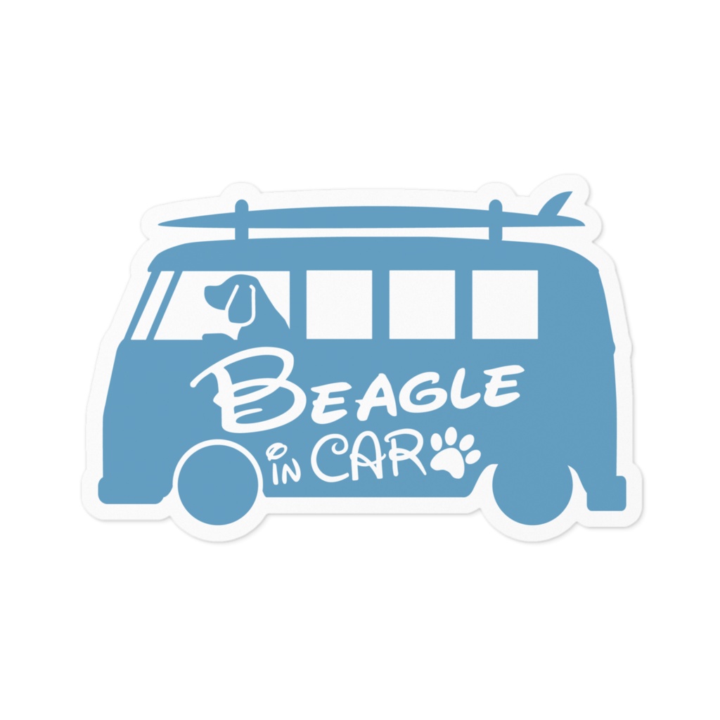 【プリントステッカー】Beagle IN CAR　チョークブルー