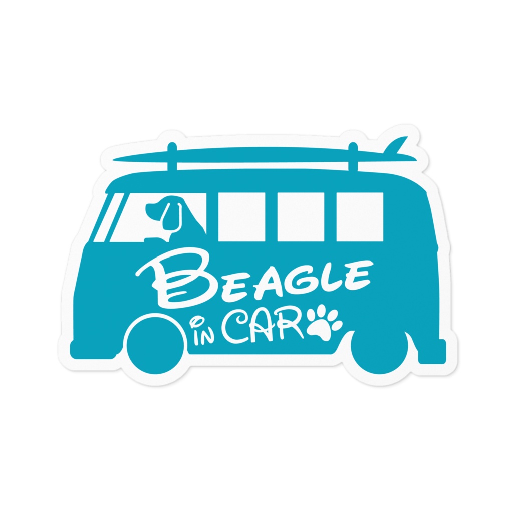【プリントステッカー】Beagle IN CAR　ターコイズブルー