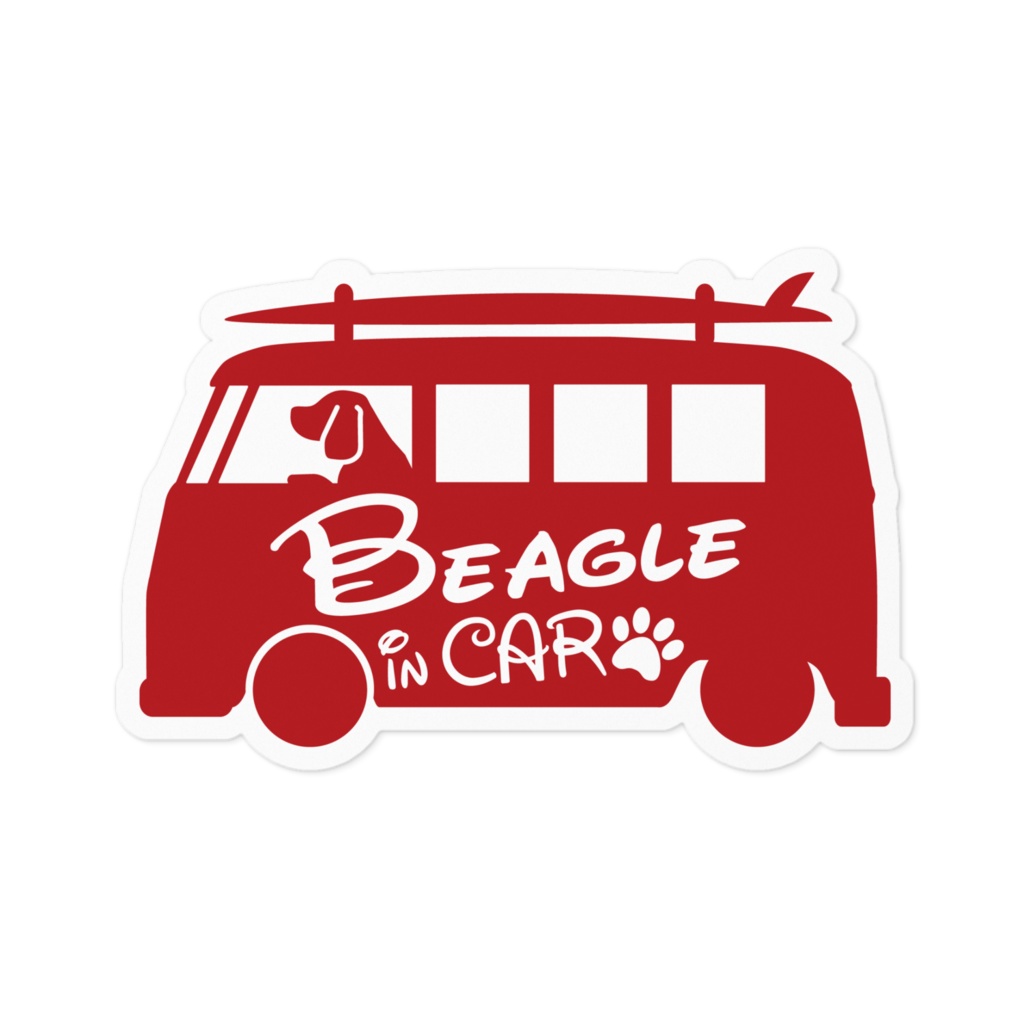 【プリントステッカー】Beagle IN CAR　クイーンレッド